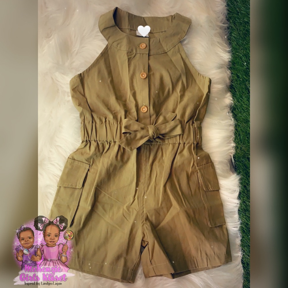 Army Green Halter Romper